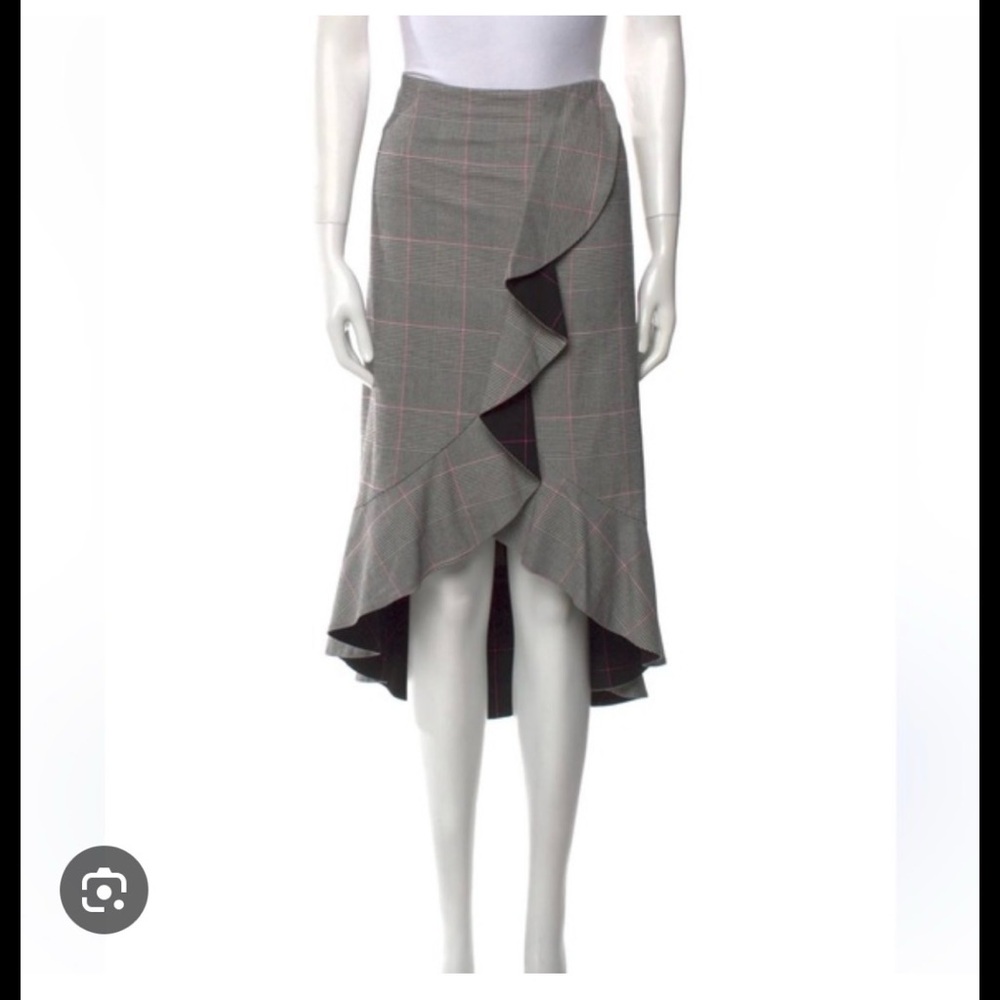 Alice + Olivia NWT Gray Asymmetrical Ruffle Skirt Size 10